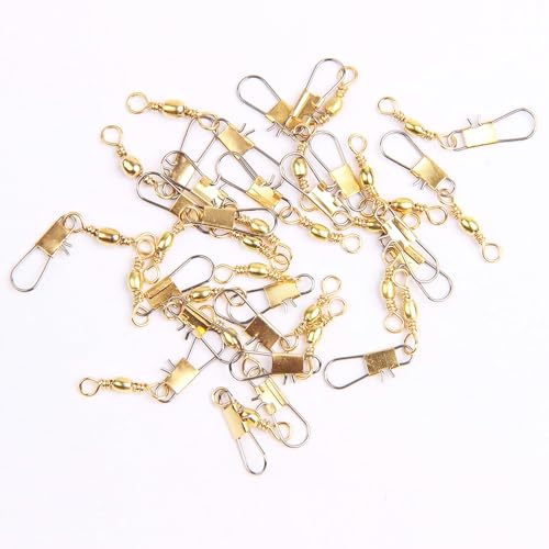 Barrel Snap Swivels Fishing Tackles, 100pcs Fishing Swivels Safty Snaps Accessories, Stainless Steel Fishing Leader Line Lure Connector for Saltwater Freshwater - color: Golden, size: 100pcs-#6(40LB)