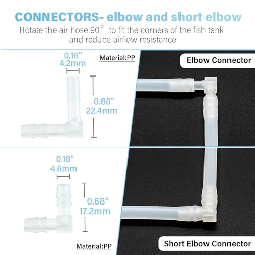 LINLAN 10 Feet 3/16''Silicone Airline Tubing with Storage Box, Aquarium Air Pump Accessory Kit, 2 Check Valves, 2 Control Valves, 8 Connectors, 6 Suction Cups, for Fish Tank - size: 10 Feet Air Tubing