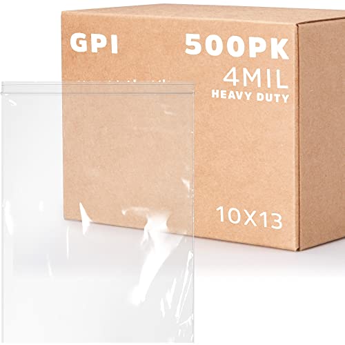 10" x 13" Heavy-Duty Zip Bags - 200 Count - Clear Plastic Reclosable Zipper Baggies, 4 Mil Thick Freezer Storage Poly Bags for Packaging Food, Clothing, Tools & Sharp Objects. - size: 10" x 13"