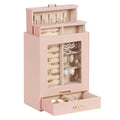Homde Jewelry Organizer Girls Women Jewelry Box for Necklaces Rings Earrings Gift Bracelets Storage Case (Peach Pink + Gold) - color: Peach Pink + Gold