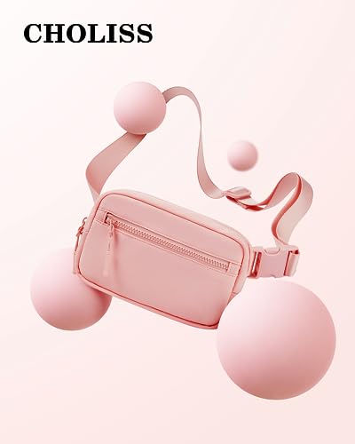 CHOLISS Small Sling Bag for Women and Men, Crossbody Bags Trendy Fanny Packs Chest Bag with Extended Strap - color: B05 Pink (Nylon)