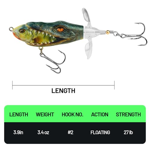 Handing Topwater Fishing Lure 3 Pieces Bass Fishing Lure with Mustad Hook, Lifelike Swimbait for Pike Catfish, for Anglers, 1/2oz, 3/4oz and 1oz - color: A2-3.9in 3/4oz