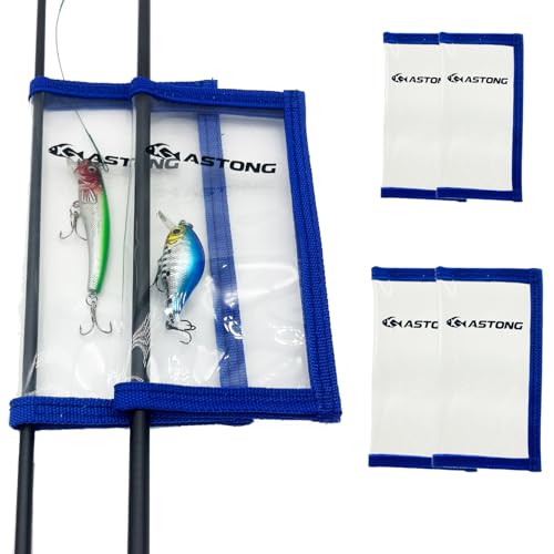 Clear PVC Fishing Lure Wraps 4/10 Pack See-through Lure Covers Durable Fishing Hook Bait Storage Protectors Keeps Children, Pets and Fishermen from Sharp Hook 2 Size (4Pcs(2M+2L), Blue) - color: Blue, style: 4pcs(2m+2l)