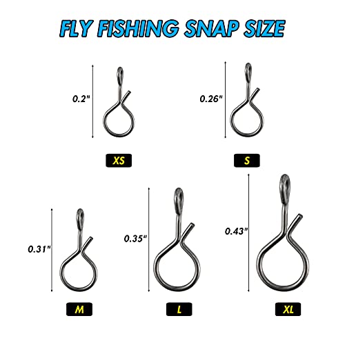 Alwonder 150-Pack Fly Fishing Snaps Twist Clips, 3/5 Sizes Stainless Steel Quick Change Lure Snaps No Knot Clip Quick Snap Fast Snap Lure Connector for Jigs Lures Fishing Clips Swivels Terminal Tackle - color: 150-Pack-5 Sizes