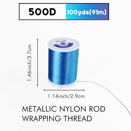 Aventik Fishing Rod Wrapping Thread for Guide Building 500D/100YDS 8PCS Nylon Thread Fishing Rod Repair Kit Fishing Rod Building Supplies - style: 8 Pack Rainbow Color Metallic Thread
