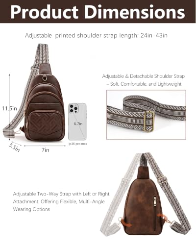 Anti Theft Crossbody Bags for Women RFID Leather Sling Purses,Crossbody Bags Travel Leather Fanny Pack for Women - color: Dark Coffee