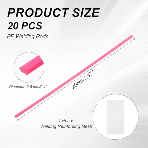 MECCANIXITY 10pcs Plastic Welding Rods, 8 Inch PP Welding Repair Strips Welder Rods with Reinforcing Mesh for Car Bumpers, Kayak Repair, Plastic Welder, Red - color: Red, size: 20cm
