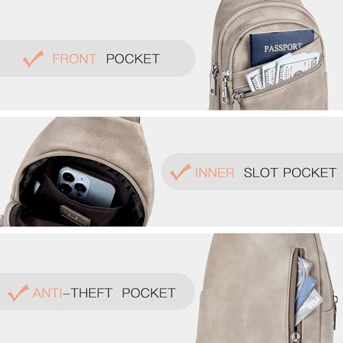 Telena Sling Bag for Women Crossbody Bags Purse for Women Vegan Leather Fanny Pack with Adjustable Strap - color: 1-cloud Grey