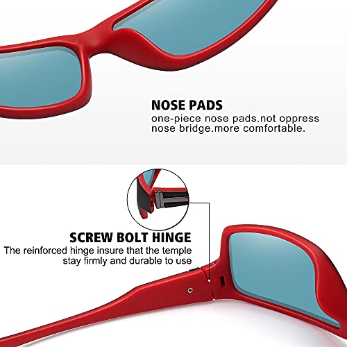 STORYCOAST Polarized Sports Sunglasses for Men Women Unbreakable Frame Cycling Fishing Driving - color: 2pack Black+red Mirror