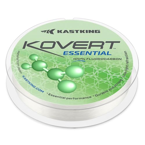 KastKing Kovert 100% Fluorocarbon Fishing Line - Clear Fishing Leader, High Sensitivity, Strong Knot Strength, Shock & Abrasion Resistant, Extreme Clarity, Ultra-Low Visibility, Fast Sinking - color: Kovert Essential (Economic), size: 4LB-200Yds (Clear)