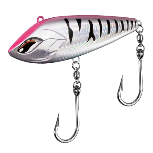 Alwonder High Speed Trolling Lures Up to 17 Knots Saltwater Fishing Lures Sinking Hard Baits 6-3/4”/7.5oz with Heavy-Duty 7/0 Hook Deep Diving Jerkbait Fishing Plug Offshore Lure for Marlin Tuna Wahoo - color: Pink Silver Mackerel