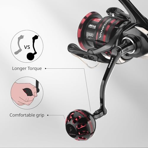 GOMEXUS Power Handle for Shimano Stradic FL FM Stella Vanford Vanquish Nasci Twinpower 1000-5000 Spinning Reel Replacement Crank - color: Black Red