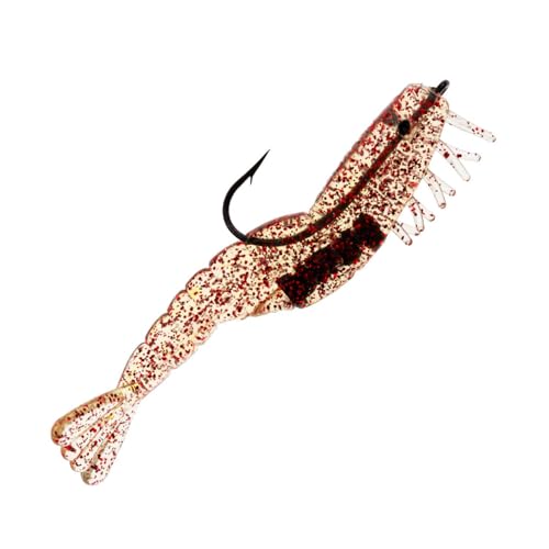Charlie's Worms Artificial Fishing Bait Charlie's Shrimp Trio Freshwater Saltwater Bass Fishing Lures Scented Soft Bait 3pk - color: Clear Red Glitter