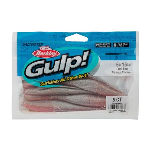 Berkley Gulp! Saltwater Jerk Shad Fishing Soft Bait - color: Flamingo Chrome, size: 6"