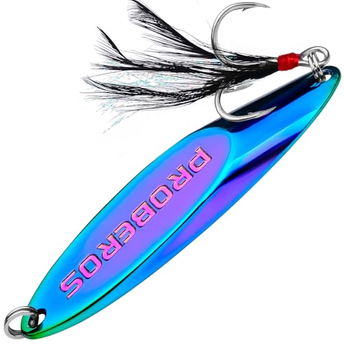 PROBEROS Fishing Spoons Lures Bass Baits Jigging Bait Tackle with Treble Hooks Hard Metal Spoon Fishing Lure Weight Pick 10 Pcs/Pack Silver Gold - color: 10PCS Neon, size: 10G-0.35OZ
