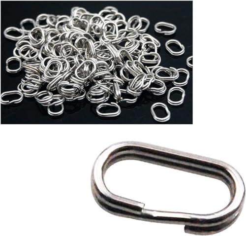 100Pcs Fishing Split Rings Stainless Steel Fishing Oval Split Rings Swivel Snap Carp Fishing Tackle Chain Connector Heavy Duty Split Rings Size Wire Diameter Terminal Tackle and Accessories 0.7mm