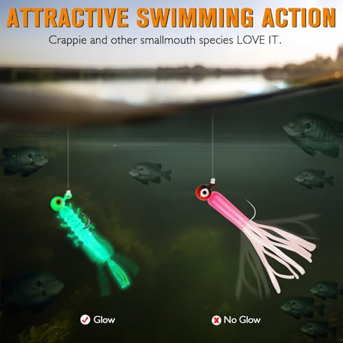 Dovesun Crappie Lures with Jig Heads Kit, Soft Plastic Grubs-Tube Baits 1/8oz 1/16oz 1/32oz Crappie Jigs Walleye Trout Bass Crappie Baits 95-120pcs - color: A-110PCS-Crappie Lures(small)