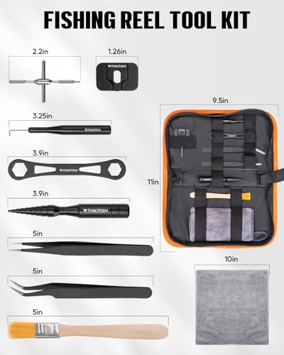 THKFISH Fishing Reel Maintenance Kit, Reel Repair Tool Kit, Fishing Reel Cleaning Set with Spool Pin Remover and 28 in 1 Screwdriver or 38 in 1 Electric Screwdriver - color: Black-Manual screwdriver
