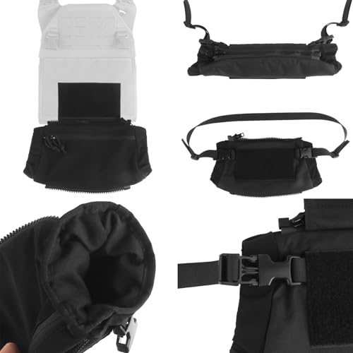 2 in 1 Handwarmer & Tactical Drop Pouch/Waist Bag. Plate Carrier Vest Chest Rig Hook Loop Dangler or 26-52 in Buckle Strap EDC Fanny Pack, Muff for Winter Outdoor/Camping/Hunting/Football/Fishing - color: BLK