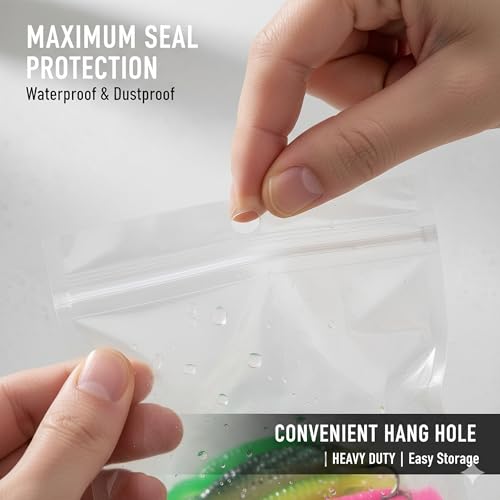 100 Pack Soft Plastic Baits Bags 6.7"x5.5" | Heavy-Duty Clear Lock Zipper Lure Packaging Bags - Leakproof Double-Sealed Zipper Storage for Soft Plastic Lures & Fishing Gear | Multiple Sizes - size: 6.7" x 5.5"