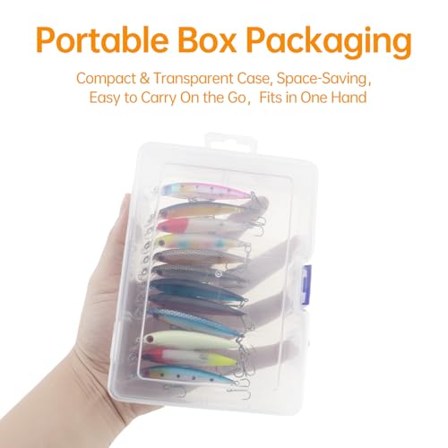 12pcs Suspending Jerkbait Fishing Lures Kit, Minnow Lures Jerk Bait Crankbaits Swimbait, Artificial Hard Minnow Fishing Bait for Bass Trout Pike Walleye Catfish Freshwater Saltwater