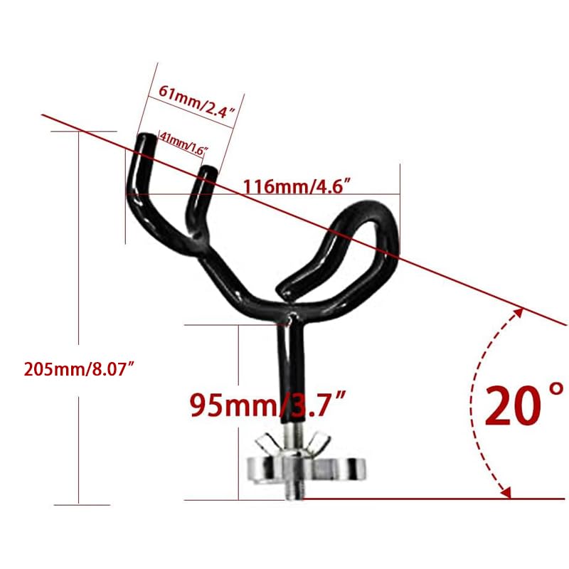 20 Degree Boat Fishing Rod Holder PVC Coated Steel Wire Pole Holders for Boats Anglers - color: Black