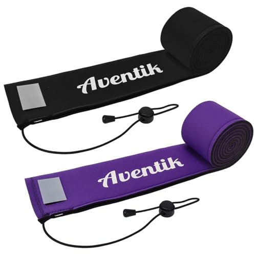 Aventik Lightproof Neoprene Rod Sleeve – Protective Fishing Rod Sock Cover with Hanging Loop & Adjustable Lanyard for Casting, Spinning & Trolling Rods - color: Black+Purple, size: Length: 60''/1.52m