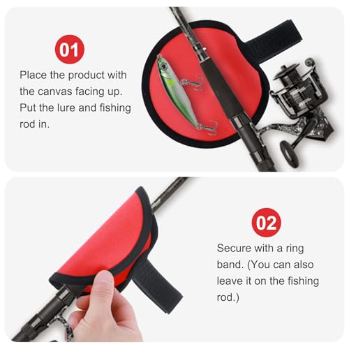 6 Pcs Lure Wraps, 5.9 Inch Fishing Lure Wraps, Bait Gloves Lures Shield for Fishing Rod, Fish Hook Storage Protectors, Pole Sleeve Guard for Protecting Fishermen(Red) - color: Red