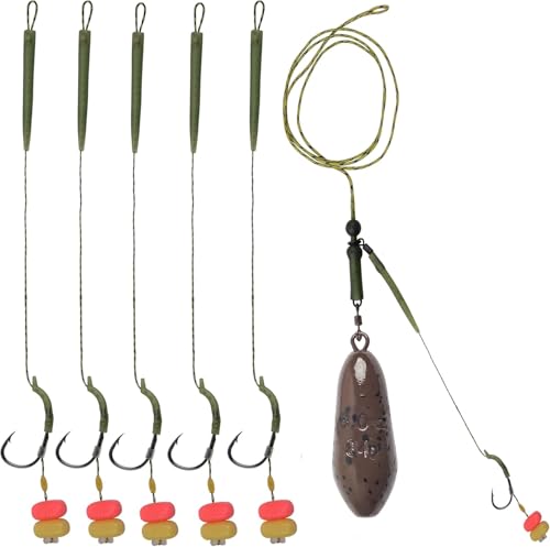 Carp Fishing Rigs Kit Carp Hair Rig with Carp Sinker Weights Carp Hooks Corn Bait Leader Rigs Quick Change Rolling Swivels Sleeves Carp Fishing Equipment Accessories - color: Carp Rigs Waterdrop Sinker, size: 2.5oz
