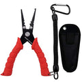 Fishing Pliers, Stainless Steel Fishing Tools, Saltwater Resistant Fishing Gear, Tungsten Carbide Cutters, Split Ring Pliers, Hook Remover with Coiled Lanyard and Sheath - color: Red - 6" Split Ring Nose