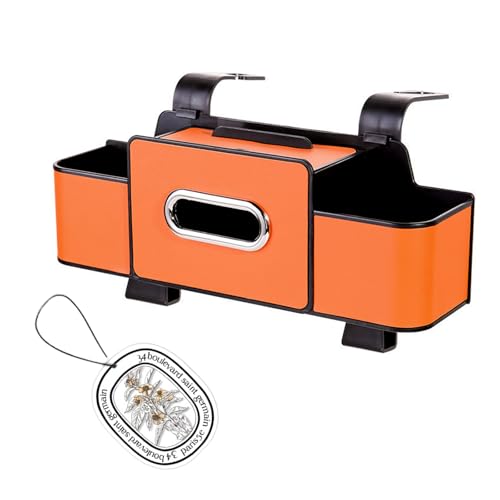 ZenChef Three-in-one Car Organizers and Storage, 2025 New Multi-function Car Tissue Holder, Multi-function Backseat Car Organizer with Cup Holder, Tissue Box, Hook (orange) - color: Orange
