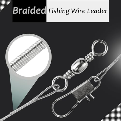 AMYSPORTS Freshwater Wire Fishing Leader Stainless Heavy Duty Wire Leader Fishing Saltwater Rigs Leaders Fishing Steel White Nickel - size: #5 (11.8in-60lb) 30pcs