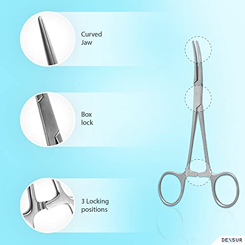 Precision Kelly Hemostat Forceps Locking Tweezers Clamp, Silver, 6.25 Inches, Curved Stainless Steel - size: 6.25", style: Curved