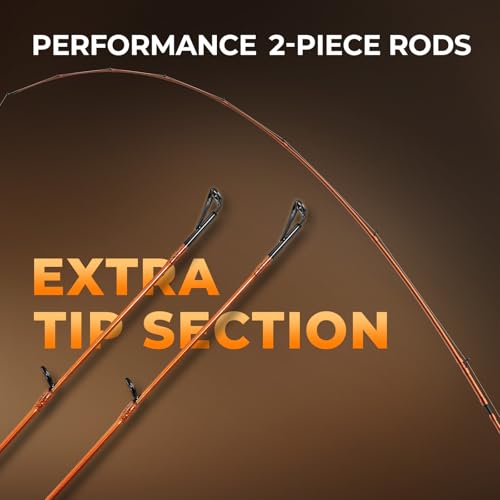 KastKing Lethal Blaze Twin-tip Fishing Rod and Reel Combo, Spinning & Baitcaster Combo, Flame Pattern Design, IM6 Graphite 2Pc Rod with Backup Tip Section, Stainless-Steel Guides, EVA Handle - style: Cast-6'10" Mh- Right Handed (2pcs+extra Tip)
