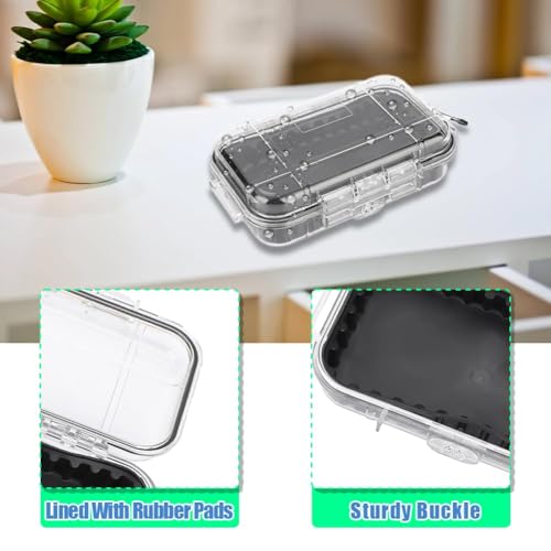 Tiiyee Small Waterproof Storage Case, Outdoor Survival Waterproof Dry Box | Protective Case Shockproof Airtight Carry Box Container Floating Hard Shell for EDC Tools Phone Keys Watches Travel Fishing - color: transparent