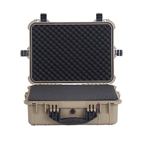MEIJIA Portable Waterproof Protective Case,Hard Camera Case,Customized Fit Foam Inserted, Elegant Black,Fit for Camera, Equipments, Lens,Drones(Black) - color: Desert Tan, size: 19.78"X15.77"X7.41"