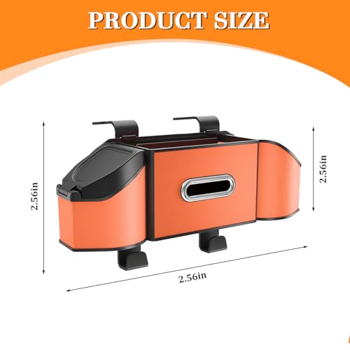 HZEL Car Seat Back Organizer, 7 in 1 Vehicle Backseat Storage Box with Cup Holder Tissue Box Trash Bin & Hooks, Multifunctional Auto Interior Headrest Organizer, Universal for SUV RV Truck (Orange) - color: Orange