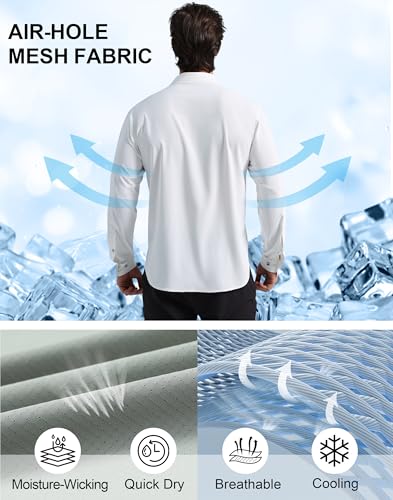 Pioneer Camp Men's Sun Protection Fishing Shirts UPF50+ Long Sleeve UV Quick Dry Cooling Shirts for Travel Camping Hiking - color: White, size: X-Large