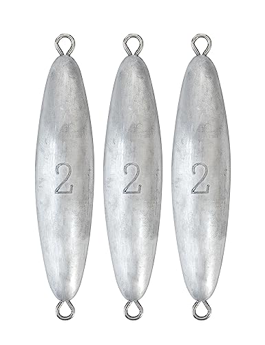 BLUEWING Torpedo Sinker Through Wire Fishing Weight Saltwater Bullet Lead Double Ringed 2oz-48oz - style: #01 2 Ounce, 3 Pack