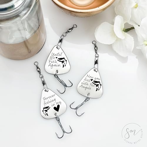 Memorial Lures Gift Set – I’ll Be Fishing in Heaven, Gone in Heaven, with The Angels – Remembrance Gift for Loss of Fisherman