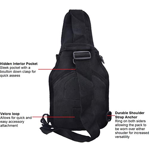 FAMI Outdoor Tactical Bag Backpack, Military Sport Bag Pack Sling Shoulder Backpack Tactical Satchel for Every Day Carry (Black) - color: Black