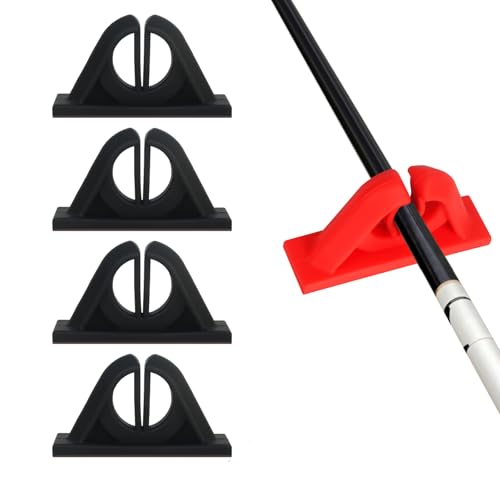 Vefungyan Fishing Rod Holder Wall Mounted: 4pcs No Drilling Fishing Pole Holders Garage Rod Holders Rack for Home and Fishing Boat (Black) - color: Black