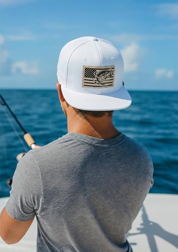 Fishing Gifts for Men - Snapback & Trucker Hats - American Flag Outdoor Fishing Hat - color: 10.white Flatbrim (Bass Flag)