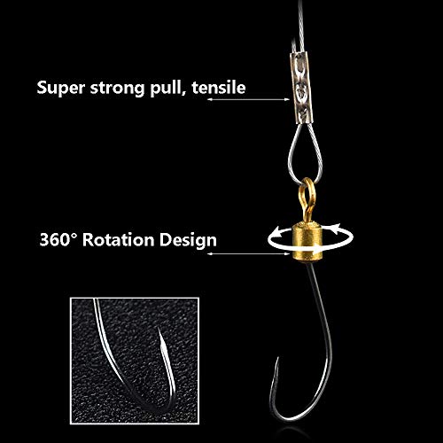 Dyxssm Fishing Hooks with Leader Rigging, Fishing Hook Line Stainless Steel Fishing Rigs Wire and Rig Hooks - size: 2#, style: Style-b: 3 Hooks Rig