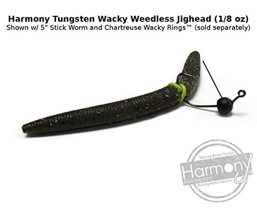 Harmony Fishing - Tungsten Weedless Wacky Jigheads (5 Pack, Black) [Finesse jig Heads for Wacky Worms/senkos] - size: 1/4 oz (5 Pack)