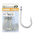 OCEAN CAT Classic Fishing Hook Stainless Steel Barbed Offset Point Octopus Circle Fishing Hooks Trolling Hooks Fishing Tackle for Saltwater and Freshwater Fishing - size: 9/0