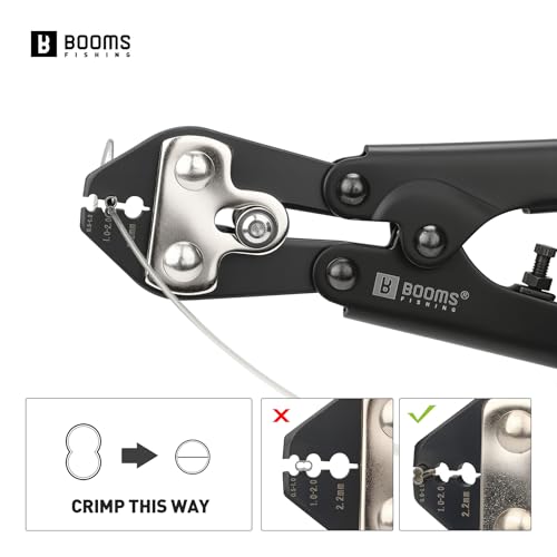 Booms Fishing Crimping Pliers Tool: 8.8in Crimper for Wire & Mono Lines up to 2.2mm - Compatible with Oval & Double Barrel Sleeves - XW42 Rigging Tool for Serious Anglers & Tackle Makers - style: Crimper Only