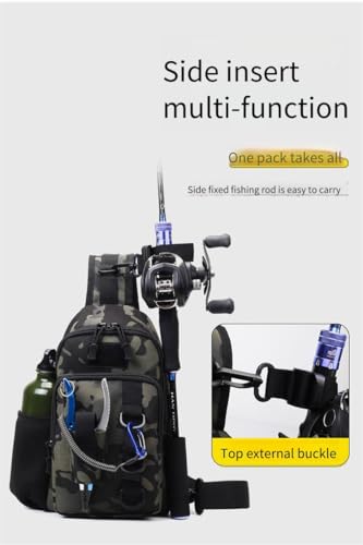 KCKEYS Tactical Sling Backpack, Crossbody Chest Bag, Military Daypack for Hiking Fishing, Available in Black, Khaki, Blue Camo (Khaki)
