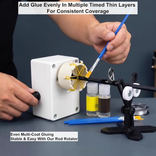 Fishing Rod Repair Kit with Rod Wrapping Machine Complete Size Pole Guides | 8 Sizes Casting＆Spinning Rod Eyes Ceramic Rings Stainless Steel Rod Eyelet Replacement for Rod Building DIY - color: Black Spinning Guide