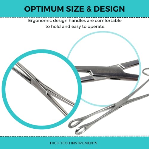 Foerster Sponge Forceps Straight + Curved Serrated Loop Jaws Holding Instruments Body Piercing Locking Clamps, Stainless Steel (9.5" - Straight) - style: 9.5" - Straight